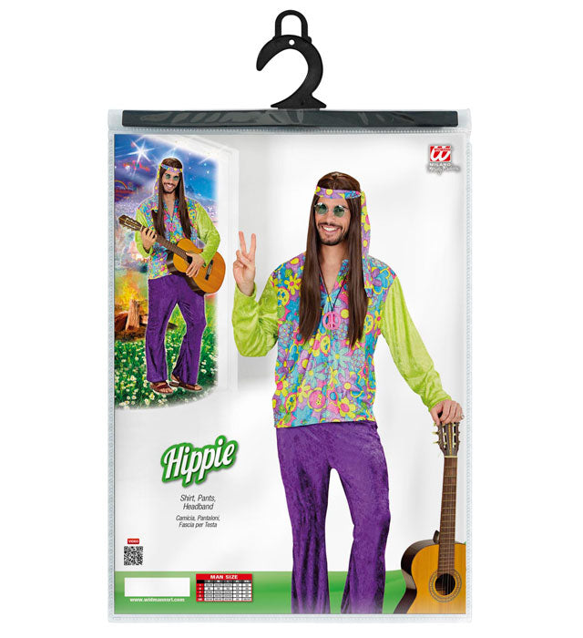 Hippie Boy Fasnachtskostüm aus Samt mit Hemd, Hose und Stirnband
