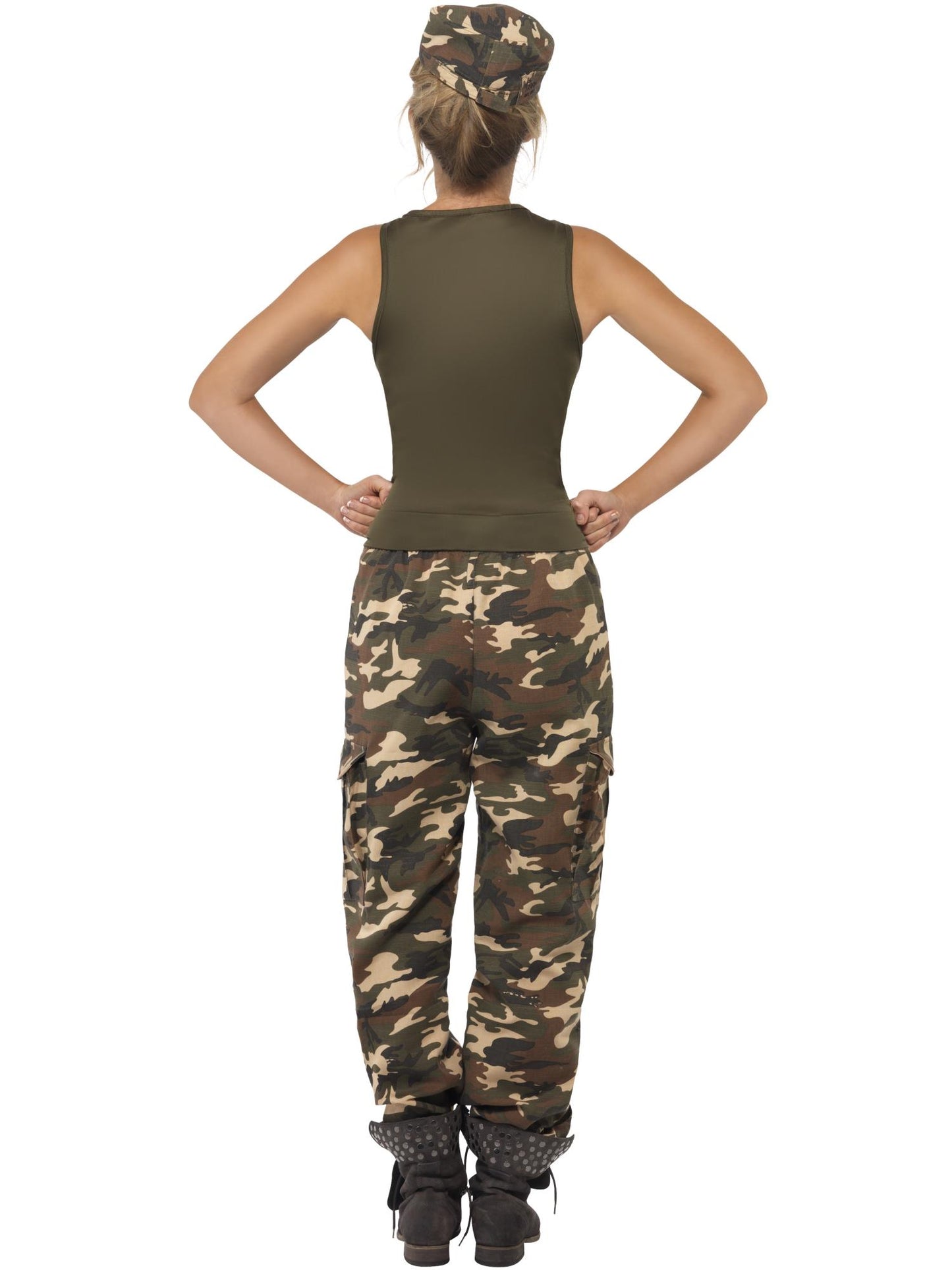 Smiffys ARMY Deluxe Khaki Camo Costume, Female, Khaki Green CS für Damen
