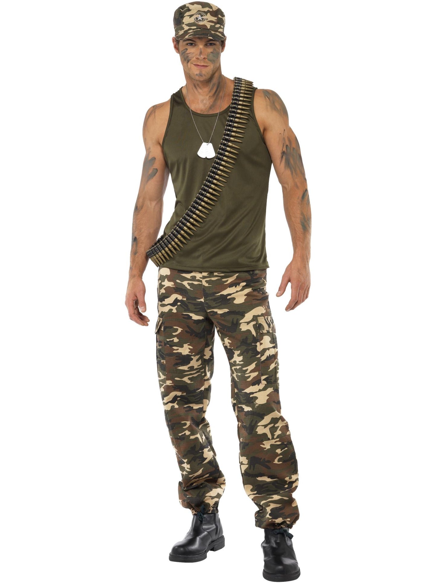 Smiffys Deluxe Khaki Camo Costume, Male, Khaki Green CS für Herren
