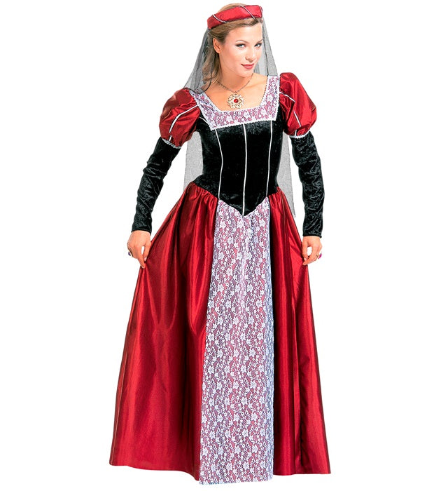 Burgfräulein Kostüm mit Kleid und Schleier für Fasnacht und Mottoparty