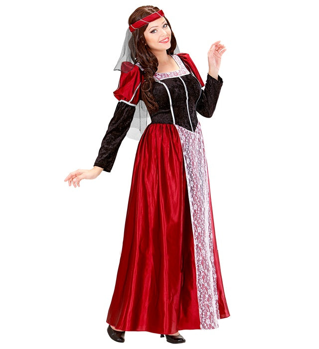 Burgfräulein Kostüm mit Kleid und Schleier für Fasnacht und Mottoparty