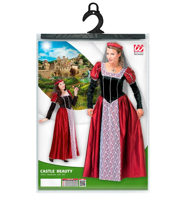 Burgfräulein Kostüm mit Kleid und Schleier für Fasnacht und Mottoparty