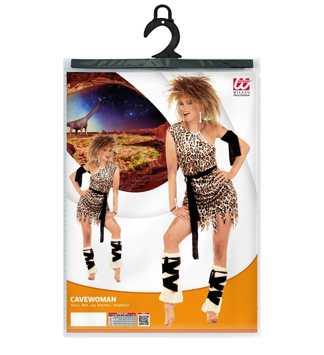 Urfrau-Kostüm mit Kleid, Gürtel, Beinlingen und Stirnband in rustikalem Stil