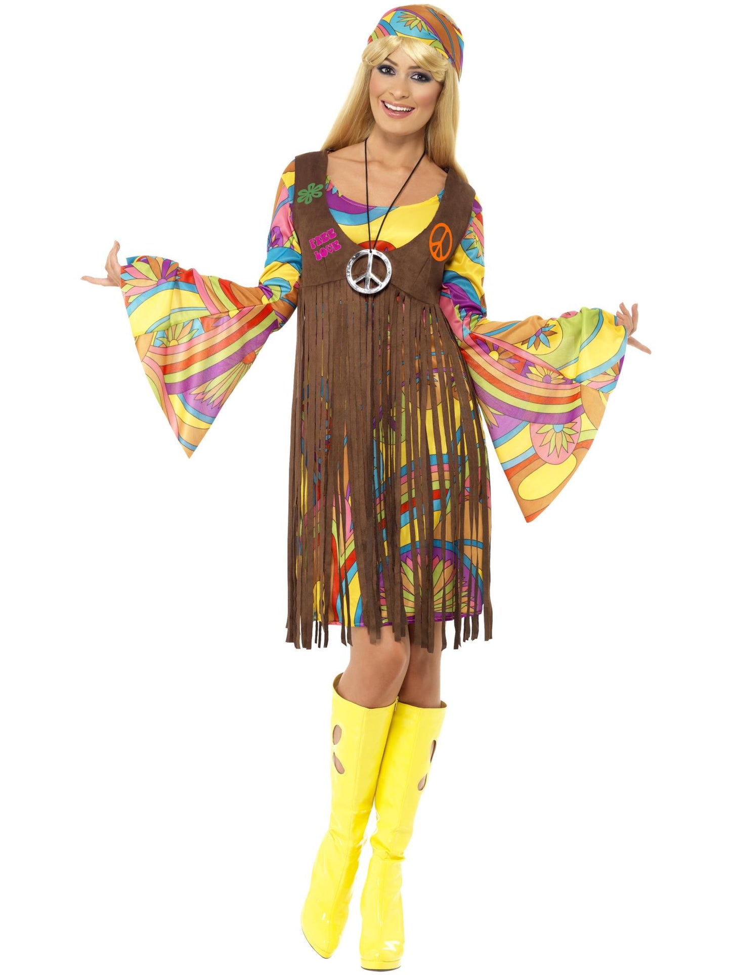 Smiffys HIPPIE 60s Groovy Lady, Brown CS für Damen