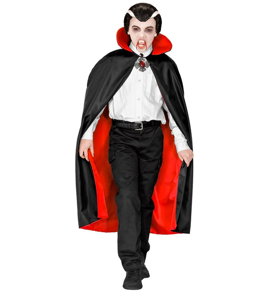 Gefütterter Kinder-Luxusumhang mit Stehkragen in Schwarz für Fasnacht und Halloween