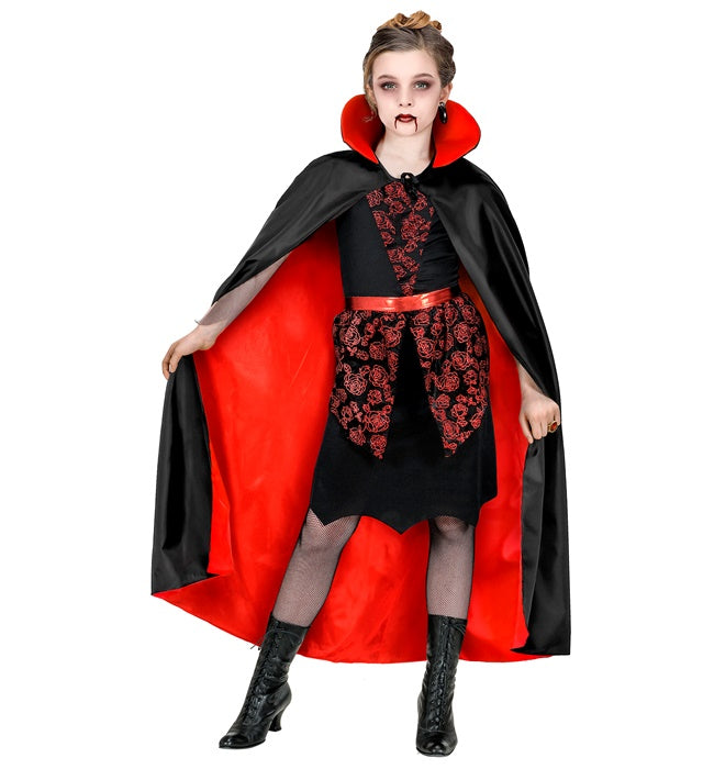 Gefütterter Kinder-Luxusumhang mit Stehkragen in Schwarz für Fasnacht und Halloween