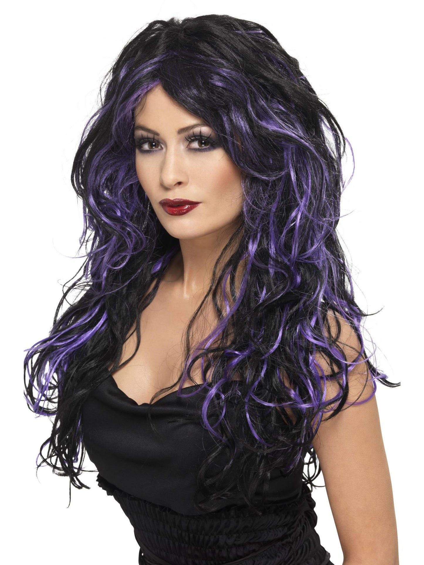 Smiffys Gothic Bride Wig, Purple für Damen