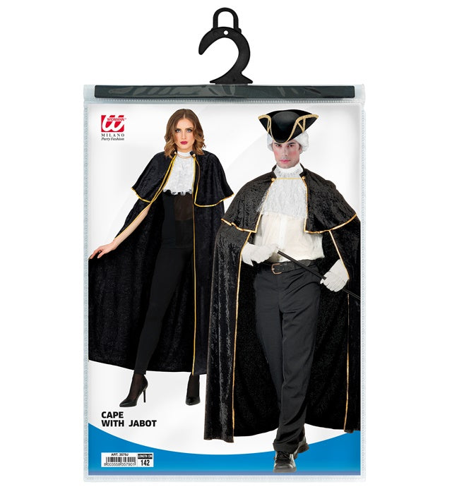Venezianischer Samtumhang mit Jabot in Dunkelrot, 142 cm lang