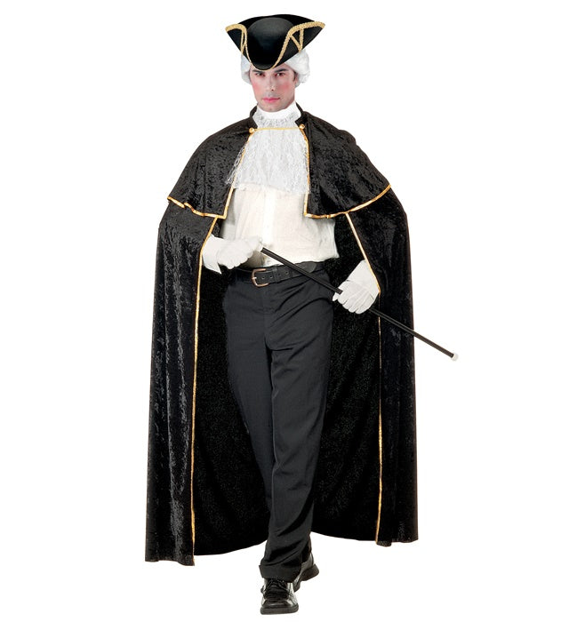 Venezianischer Samtumhang mit Jabot in Dunkelrot, 142 cm lang