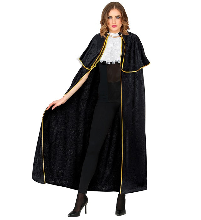 Venezianischer Samtumhang mit Jabot in Dunkelrot, 142 cm lang