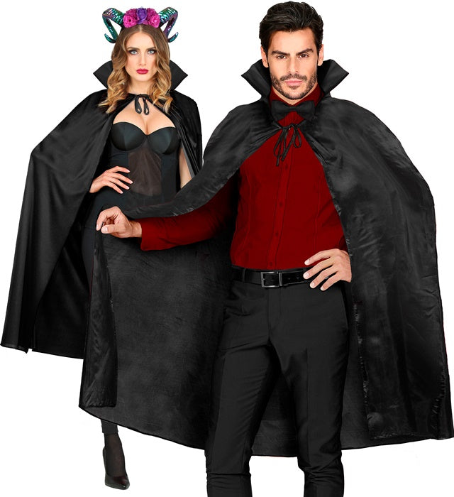 Schwarzer Umhang 120 cm als Kostümzubehör für Fasnacht und Halloween