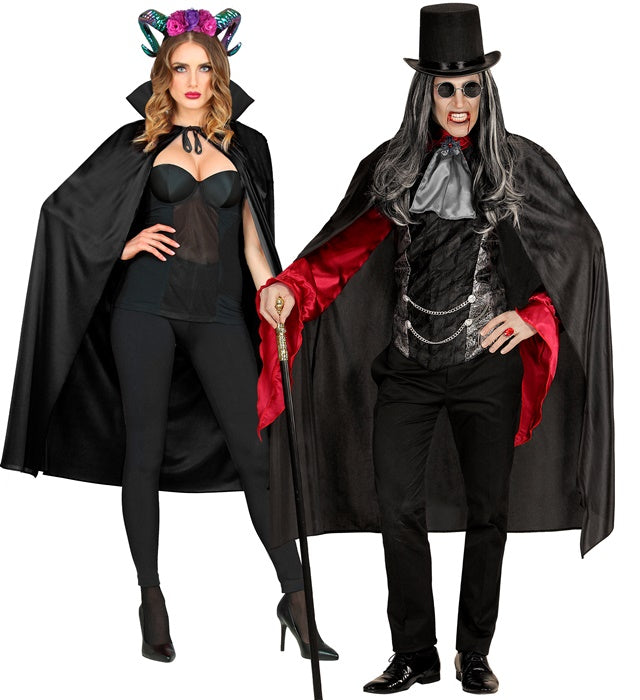 Schwarzer Umhang 120 cm als Kostümzubehör für Fasnacht und Halloween