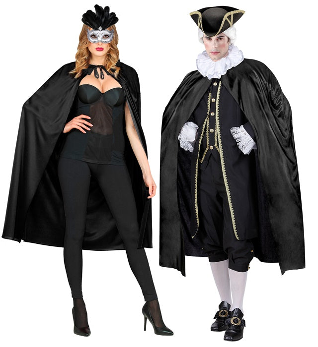Schwarzer Umhang 120 cm als Kostümzubehör für Fasnacht und Halloween