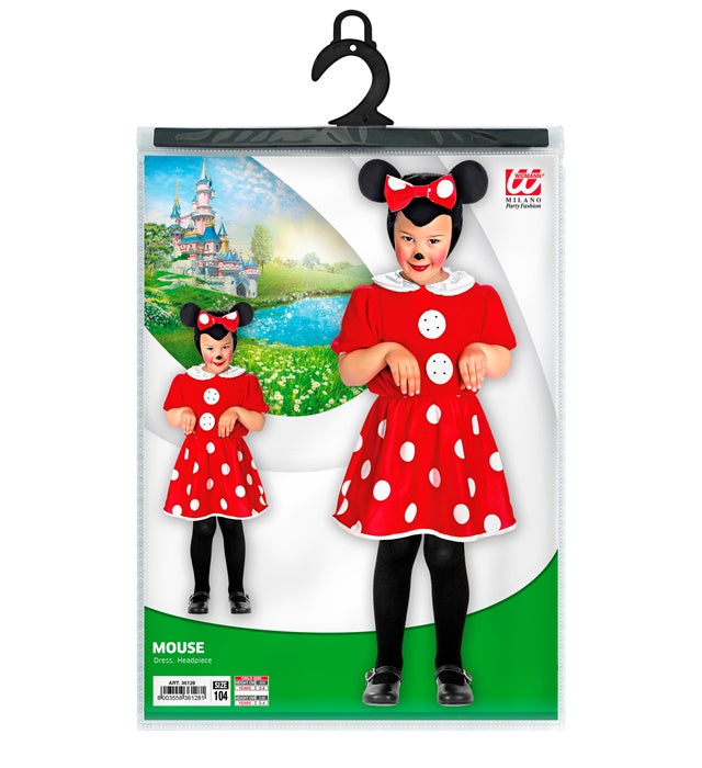 Mäuschen-Kostüm mit Kleid und Kopfbedeckung für Fasnacht