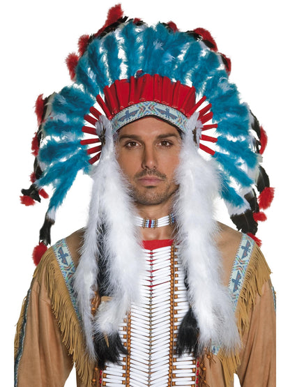 Smiffys Native American Inspired Headdress in Blau für Herren – Produktansicht