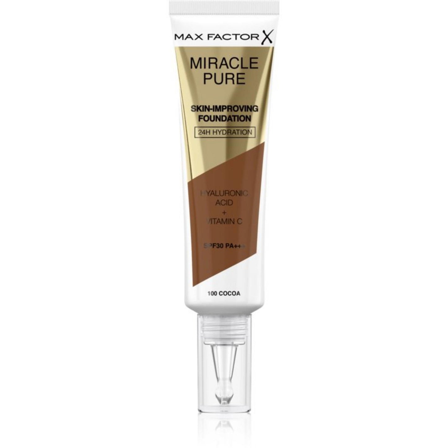 Max Factor Max Factor, Miracle Pure, Hyaluronsäure, Strahlend, Flüssige Grundierung & Serum 2-in-1, Kakao, 100, SPF 30, 30 ml