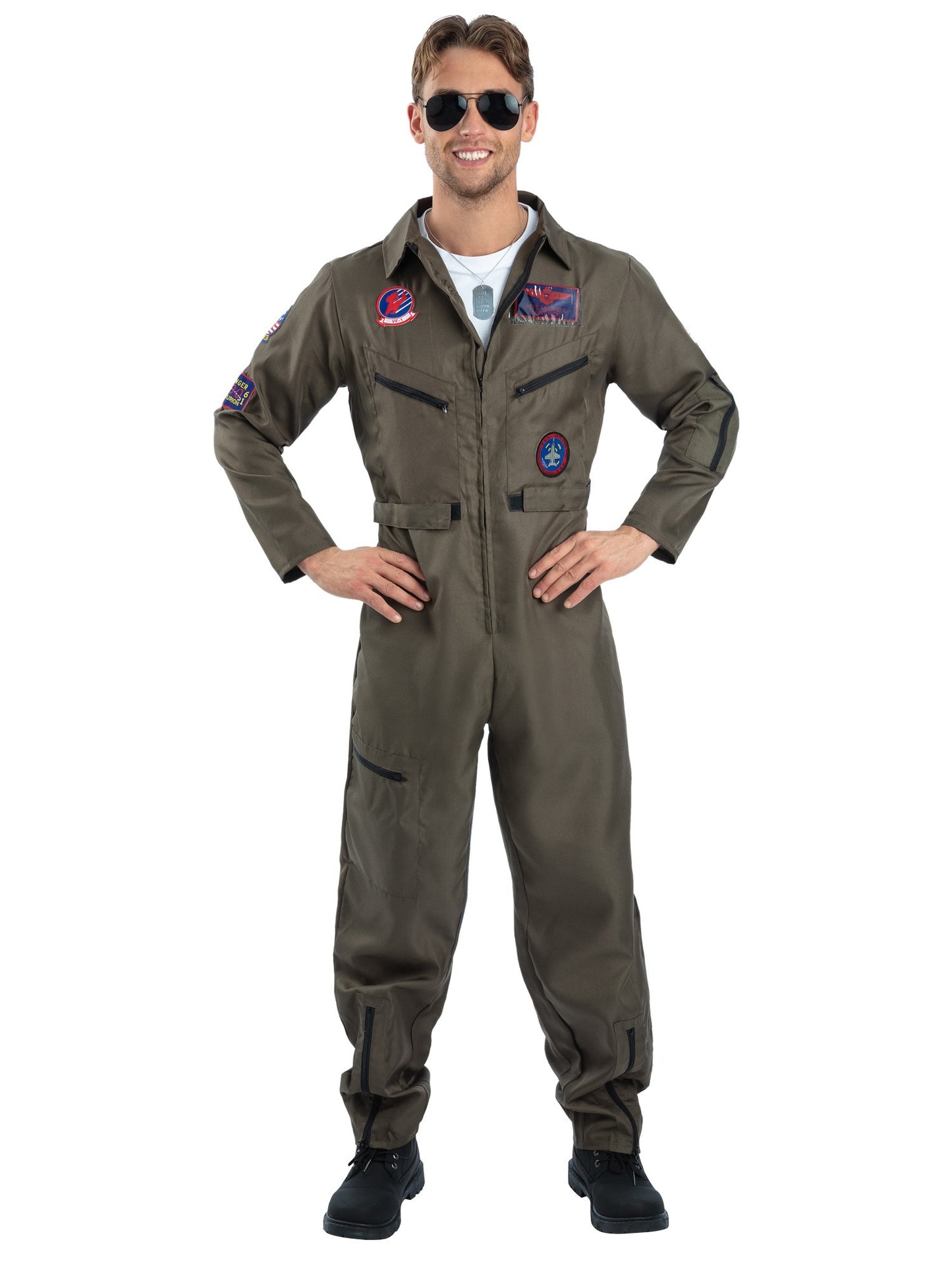 Smiffys TOPGUN Top Gun Costume, Green CS für Herren