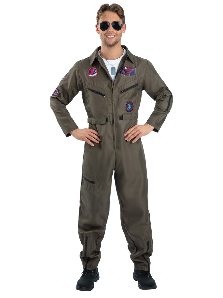 Smiffys TOPGUN Top Gun Costume, Green CS für Herren