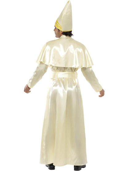 Smiffys Papstkostüm für Herren in White/Cream mit Robe, Hut und Umhang – Detailansicht