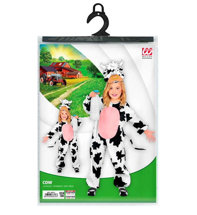 Kuh-Kopfbedeckung mit Hörnern und Fleckenmuster für Fasnacht und Karneval