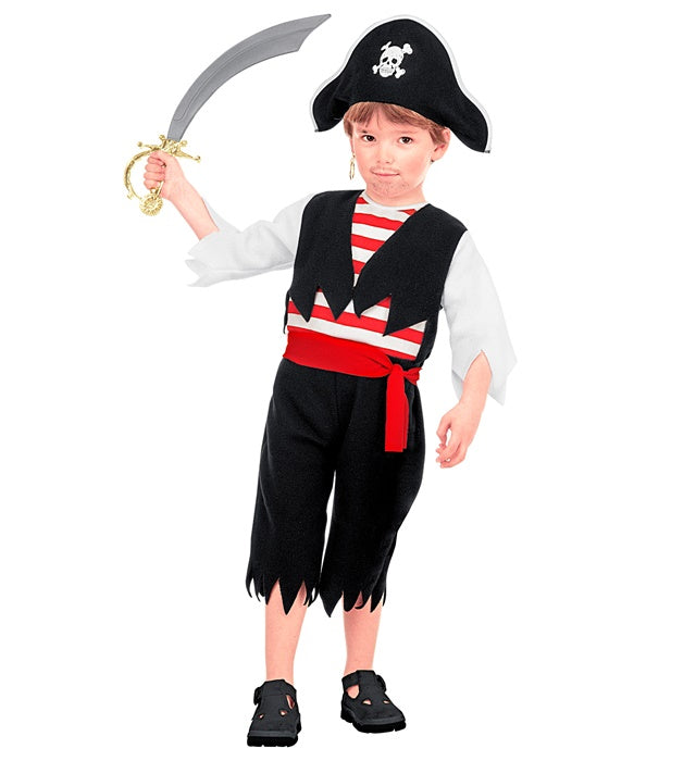 Piratenkostüm mit Gürtel und Dreispitz-Hut für Fasnacht und Karneval
