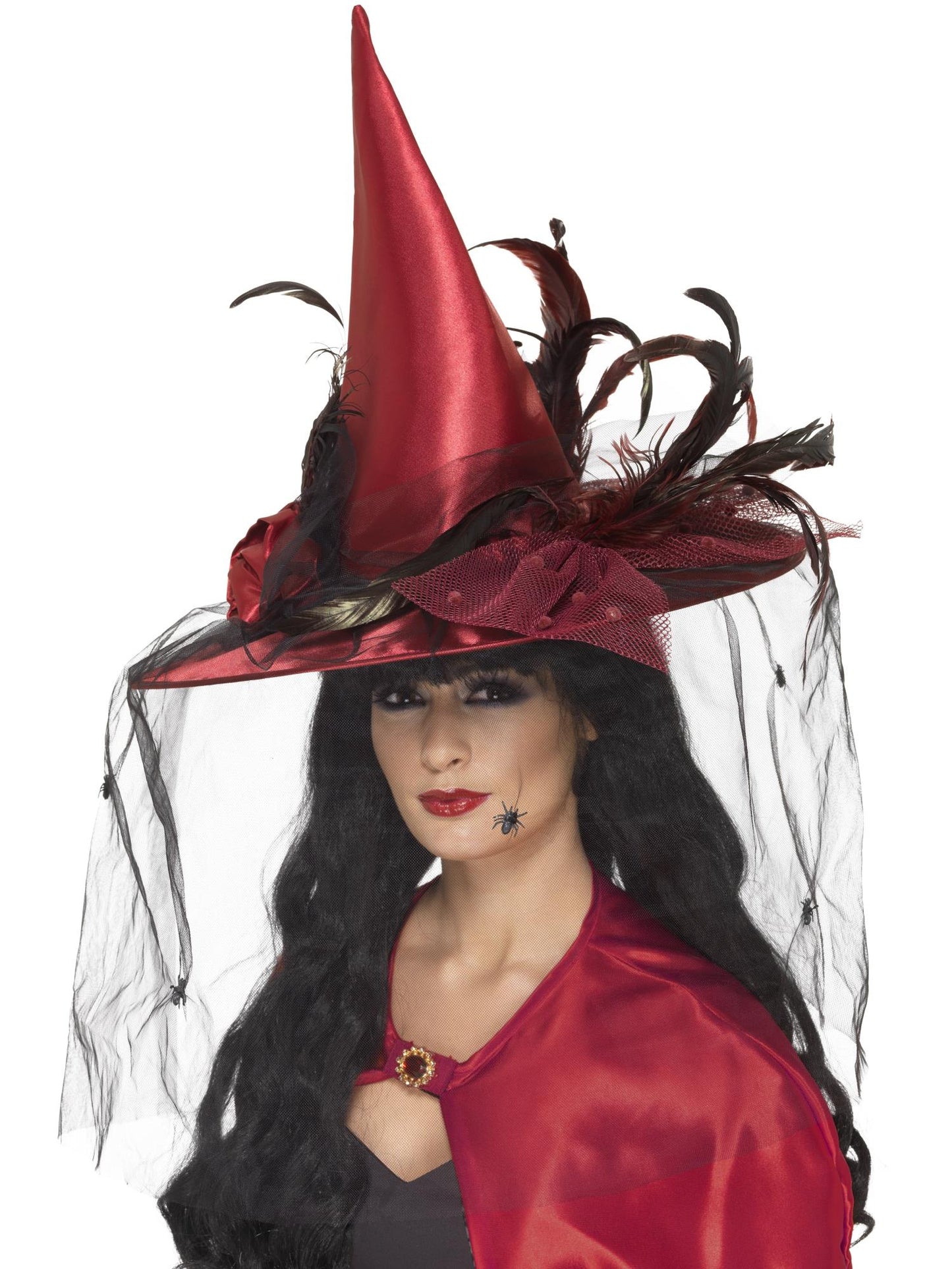 Smiffys Witch Hat, Deep Red für Damen