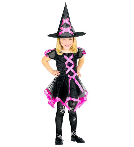 Hexenkleid mit passendem Hexenhut in drei verschiedenen Farben für Fasnacht