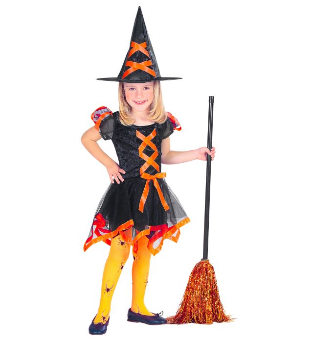Hexenkleid mit passendem Hexenhut in drei verschiedenen Farben für Fasnacht