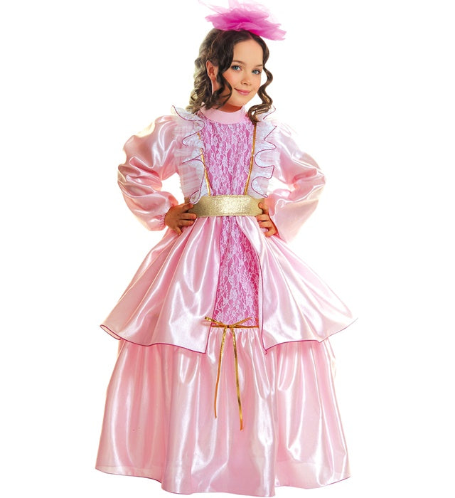 Kleine Rosen Lady Kostüm mit Petticoat, Gürtel und Kopfbedeckung in Rot
