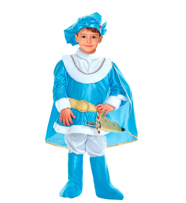 Traumprinz Kostüm-Set mit Mantel, Hose, Gürtel, Überstiefel und Hut mit Edelstein und Feder