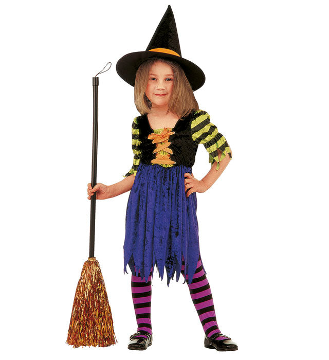 Kinder Hexenkostüm aus Samt mit spitzem Hexenhut und Kleid