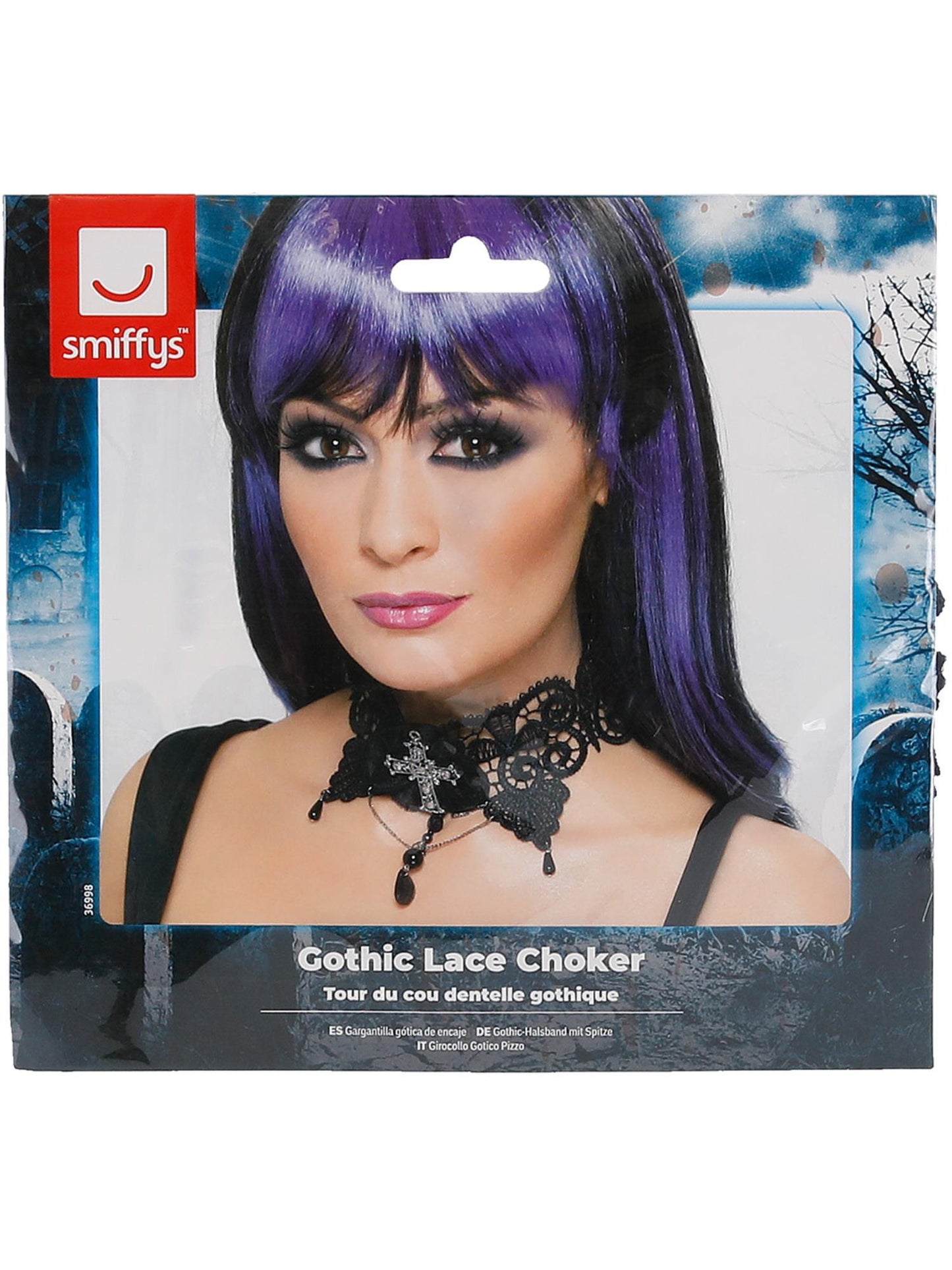 Smiffys Gothic Lace Choker, Black für Damen