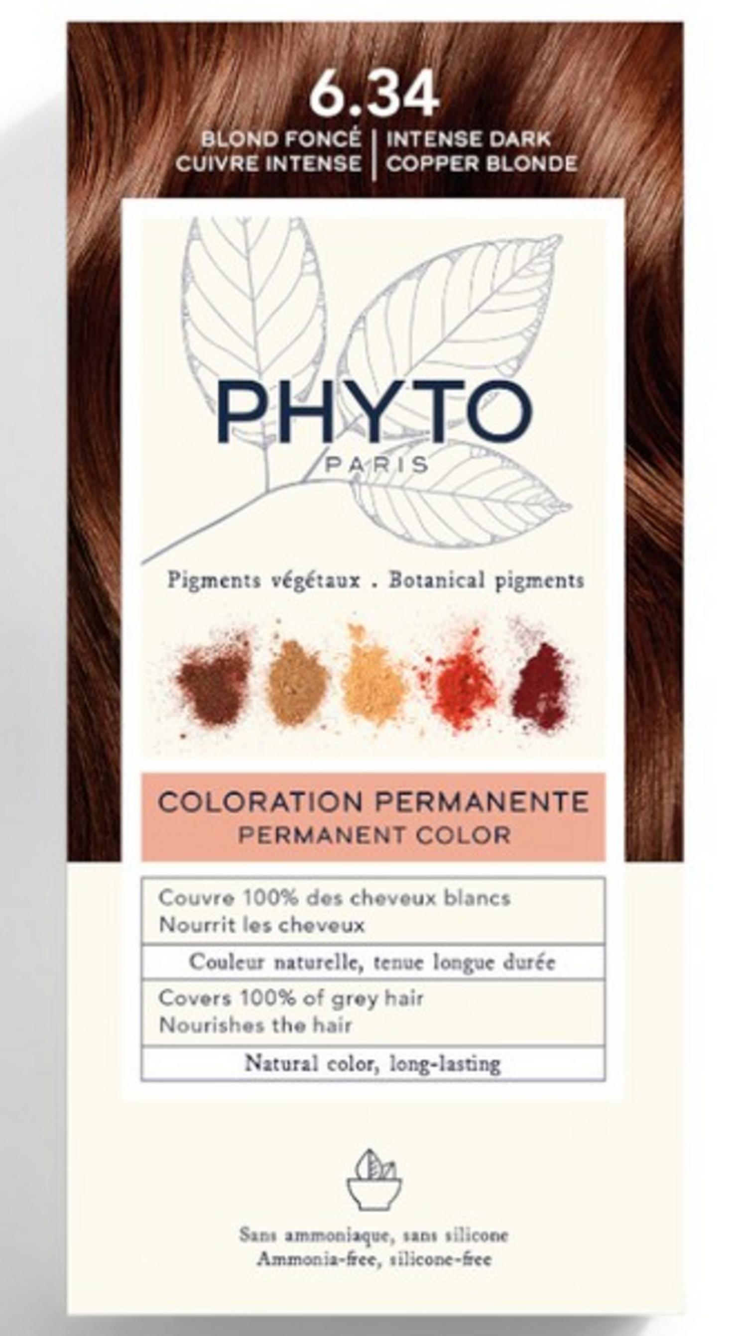 Phyto Phyto, Color Kit Coloration, Permanente Haarfarbe, 6.34 Intense Dark Copper Blonde, 1 stk Regular