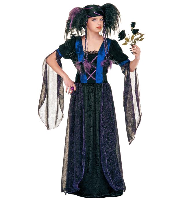 Gotisches Prinzessinnen-Kleid mit Kopfbedeckung und Schleier