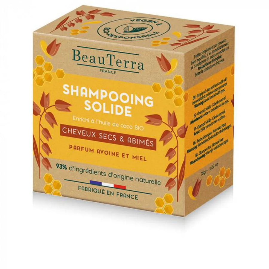 Beauterra festes Shampoo mit Hafer und Honig 75 g