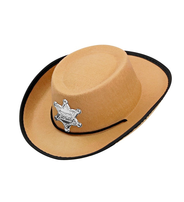 Hellbrauner Cowboyhut mit Sheriffstern für Kinder