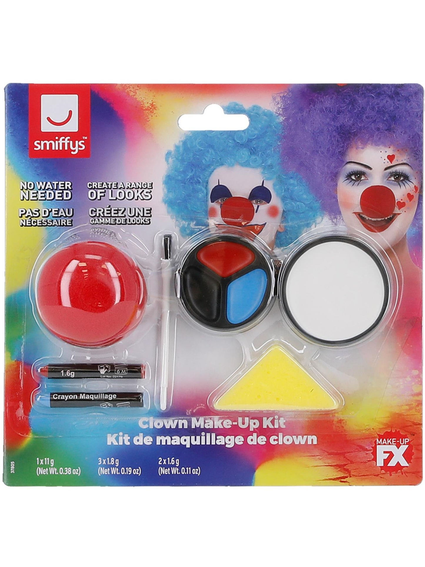 Smiffys Make-Up FX, Clown Kit, Multi-Coloured CD für Unisex