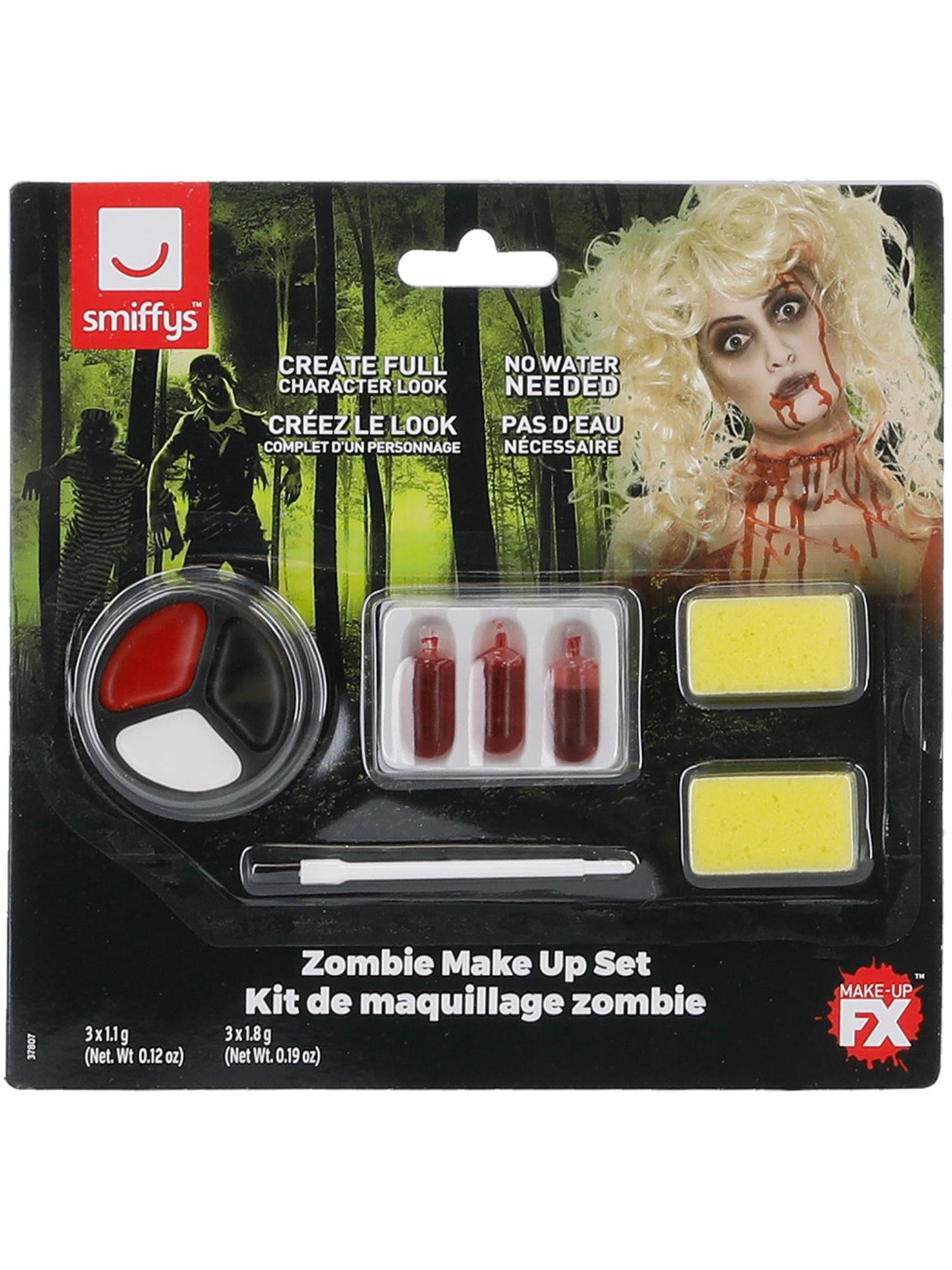 Smiffys Make-Up FX, Zombie Kit, Red CD für Unisex