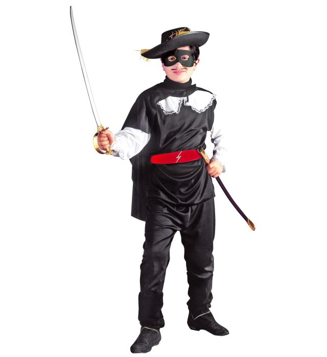 Maskierter Banditenheld Kostüm mit Umhang, Maske und Gürtel