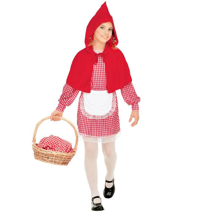 Rotkäppchen Kostüm mit rotem Kleid, weißer Schürze und rotem Kapuzen-Mäntelchen