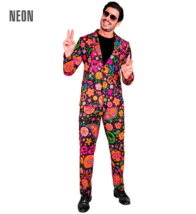 Neon Hippie Party Fashion Anzug in leuchtenden Farben mit Jackett und Hose