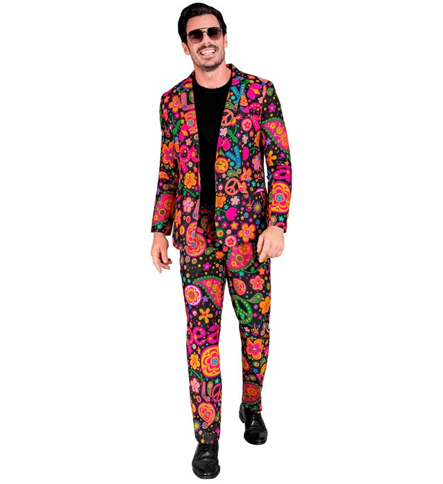Neon Hippie Party Fashion Anzug in leuchtenden Farben mit Jackett und Hose