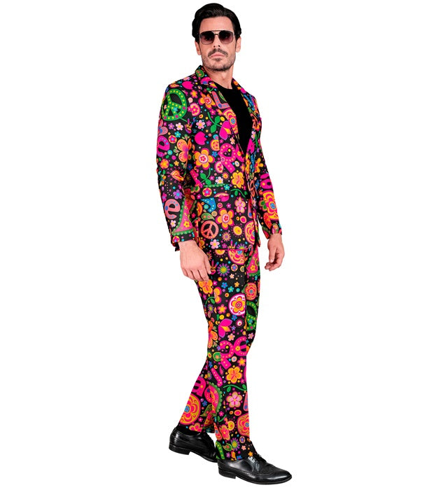Neon Hippie Party Fashion Anzug in leuchtenden Farben mit Jackett und Hose