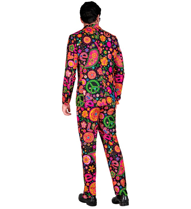 Neon Hippie Party Fashion Anzug in leuchtenden Farben mit Jackett und Hose