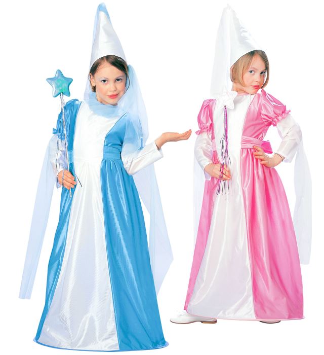 Kinderkostüm kleine Fee in rosa und türkis mit Petticoat, Gürtel und Schleierhut