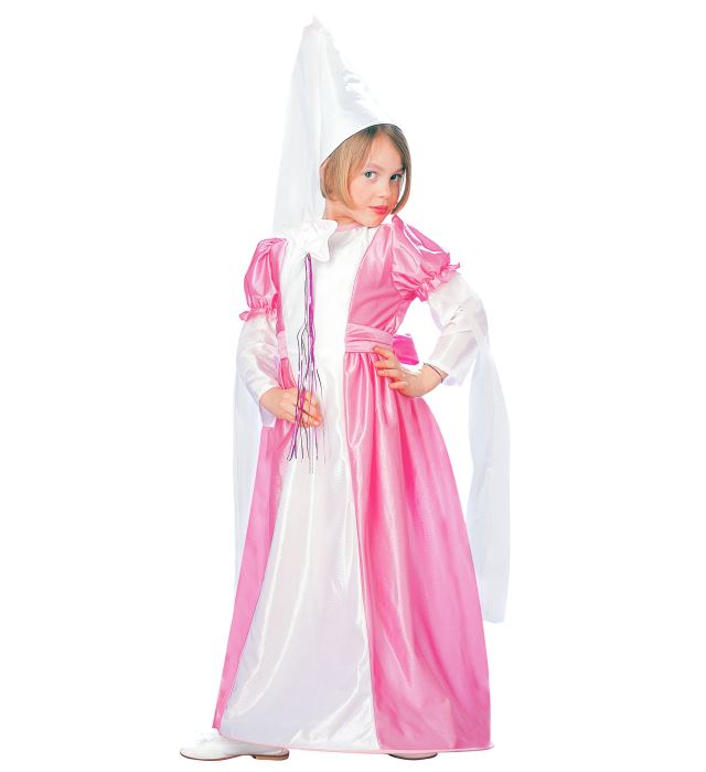 Kinderkostüm kleine Fee in rosa und türkis mit Petticoat, Gürtel und Schleierhut