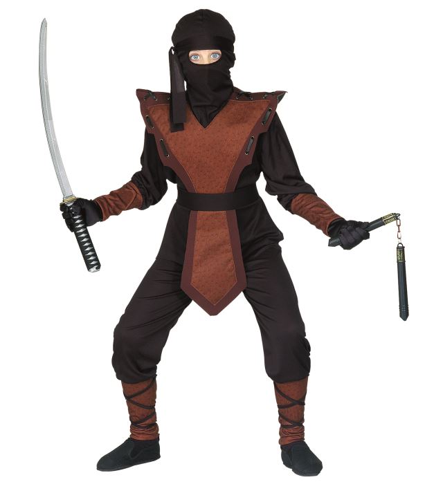 Ninja Kostüm Set mit Maske, Kopfband und Armatur für Fasnacht