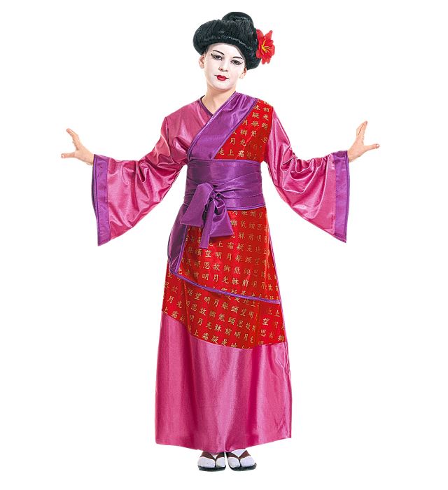 Geisha Kostüm mit Kimono und Gürtel für Fasnacht und Mottoparty