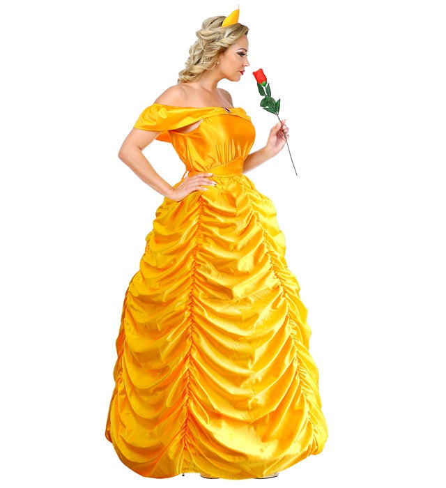 Beauty Queen Kostüm mit Petticoat, Gürtel und Kopfbedeckung in elegantem Design