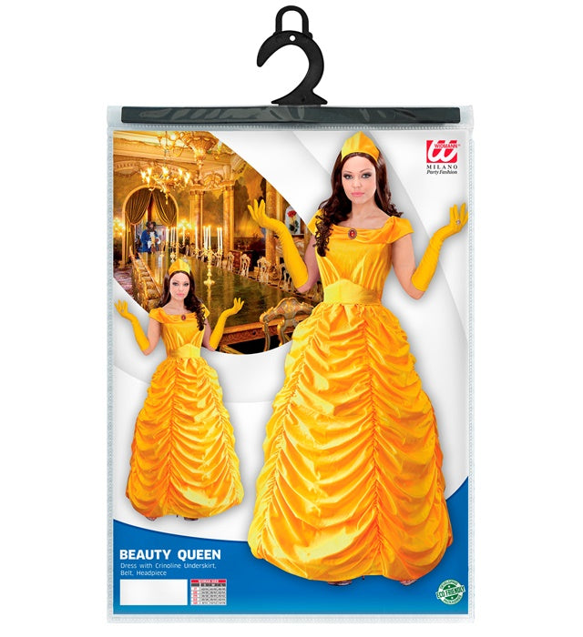 Beauty Queen Kostüm mit Petticoat, Gürtel und Kopfbedeckung in elegantem Design